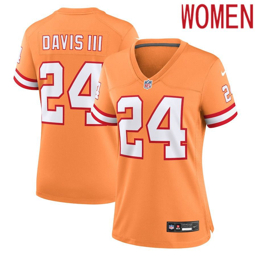 Women Tampa Bay Buccaneers #24 Carlton Davis III Nike Orange Throwback Game NFL Jersey